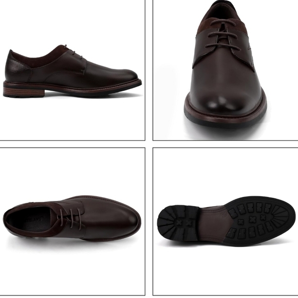 New! Dark brown leather men's dress shoes Oxford business casual formal derby - Picture 3 of 13